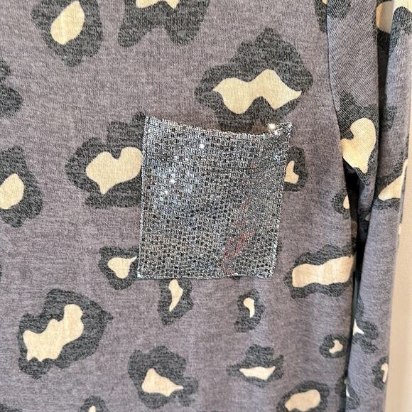 White Birch Small Purple Sequin Animal Print Crewneck Knit Top - Picture 3 of 6